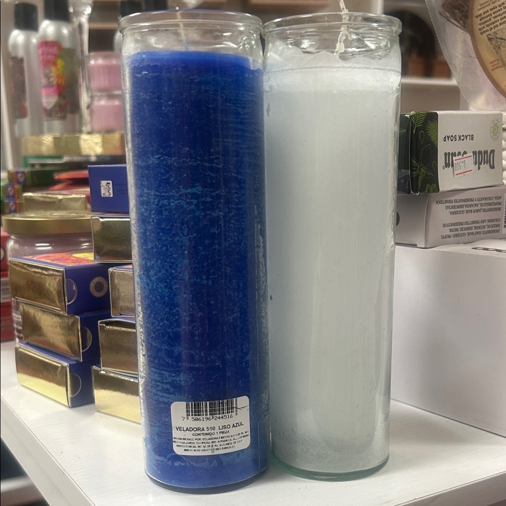 Blue and White Glass Candles set